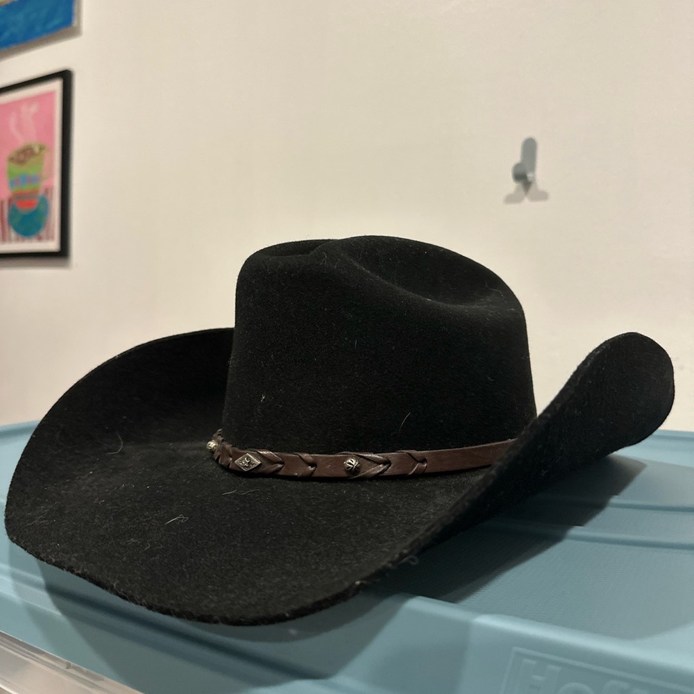 Justin Boots Dark Cowboy Hat with Leather Band